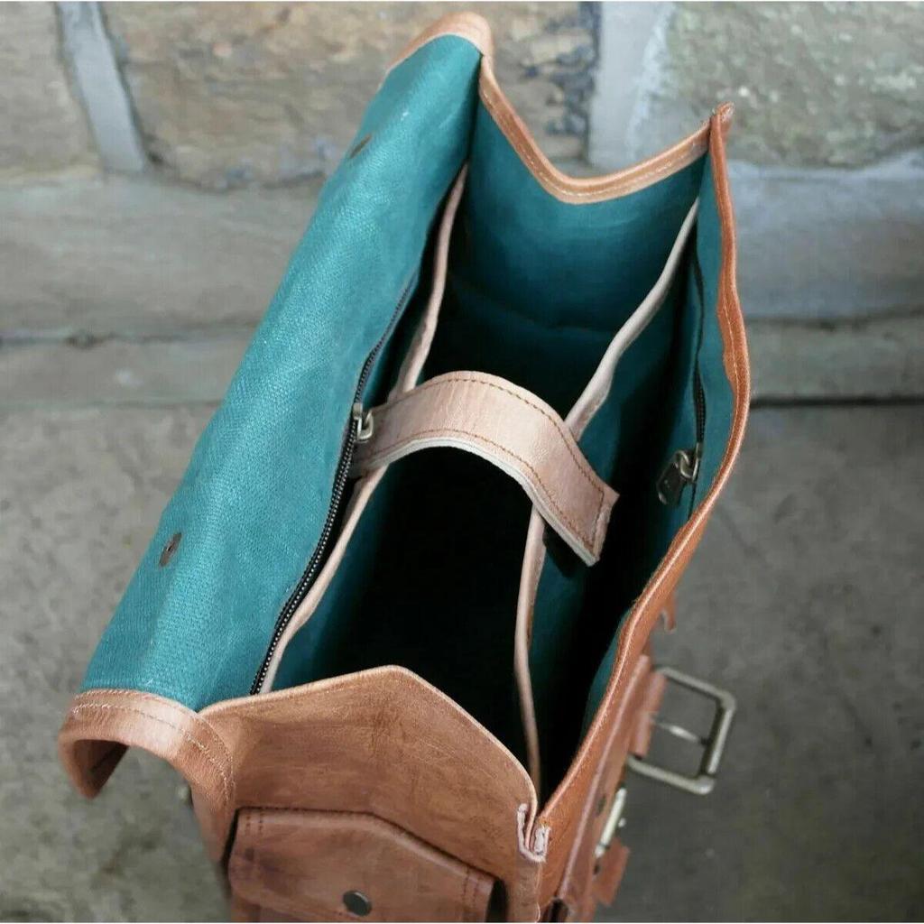 New Genuine Brown Men's Leather Goat Bag Laptop Rucksack Vintage Travel Backpack