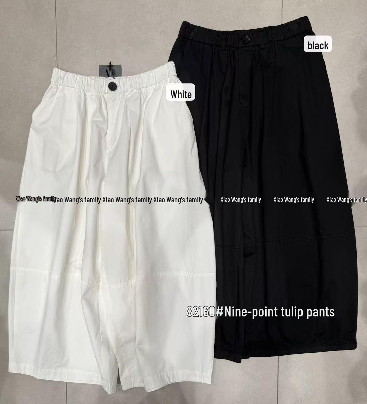 

Xiao Wang s Summer 82160 Plus Size Elastic High Waist Korean Loose Fit Nine-Point Casual Bloomers One Size белый