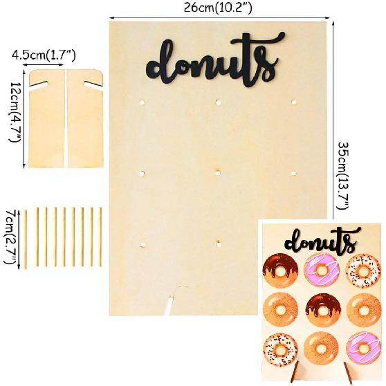 Donut Display Stand Wood Doughnuts Wall Stands Display board for Wedding Party Decoration