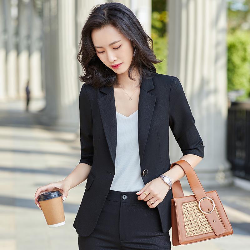 

Женский приталенный блейзер со средним рукавом - Весна 2021, корейский стиль, подчеркивающий талию, маленький профессиональный костюмный комплект L