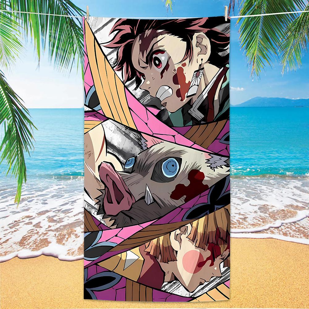 D-Demon Slayer Beach Towels Personalized Bath Towels Pool Vacation Gift Picnic Towel Quick-Drying Party Gifts Children's Day