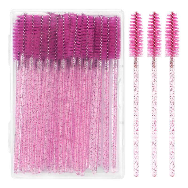 50-Pack Disposable Eyelash & Eyebrow Brushes with Crystal Rods