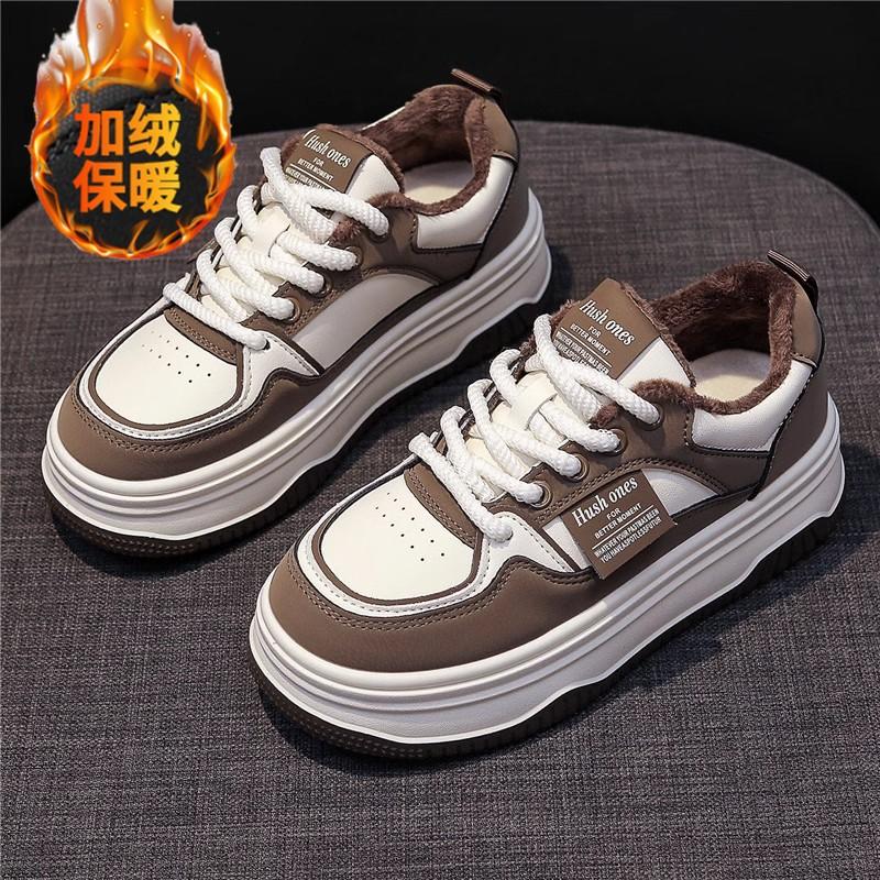 

Флисовые маленькие белые туфли женские 2024 осень-зима новинка модные теплые кроссовки для серфинга повседневные универсальные спортивные кроссовки 40