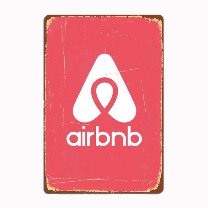 Vintage Airbnb Logo 1 Metallskilt Plakat Veggdekor Kino Stue Veggmaleri Morsomt Blikkskilt Kjøkken Soverom Kafé Bar Pub Stue