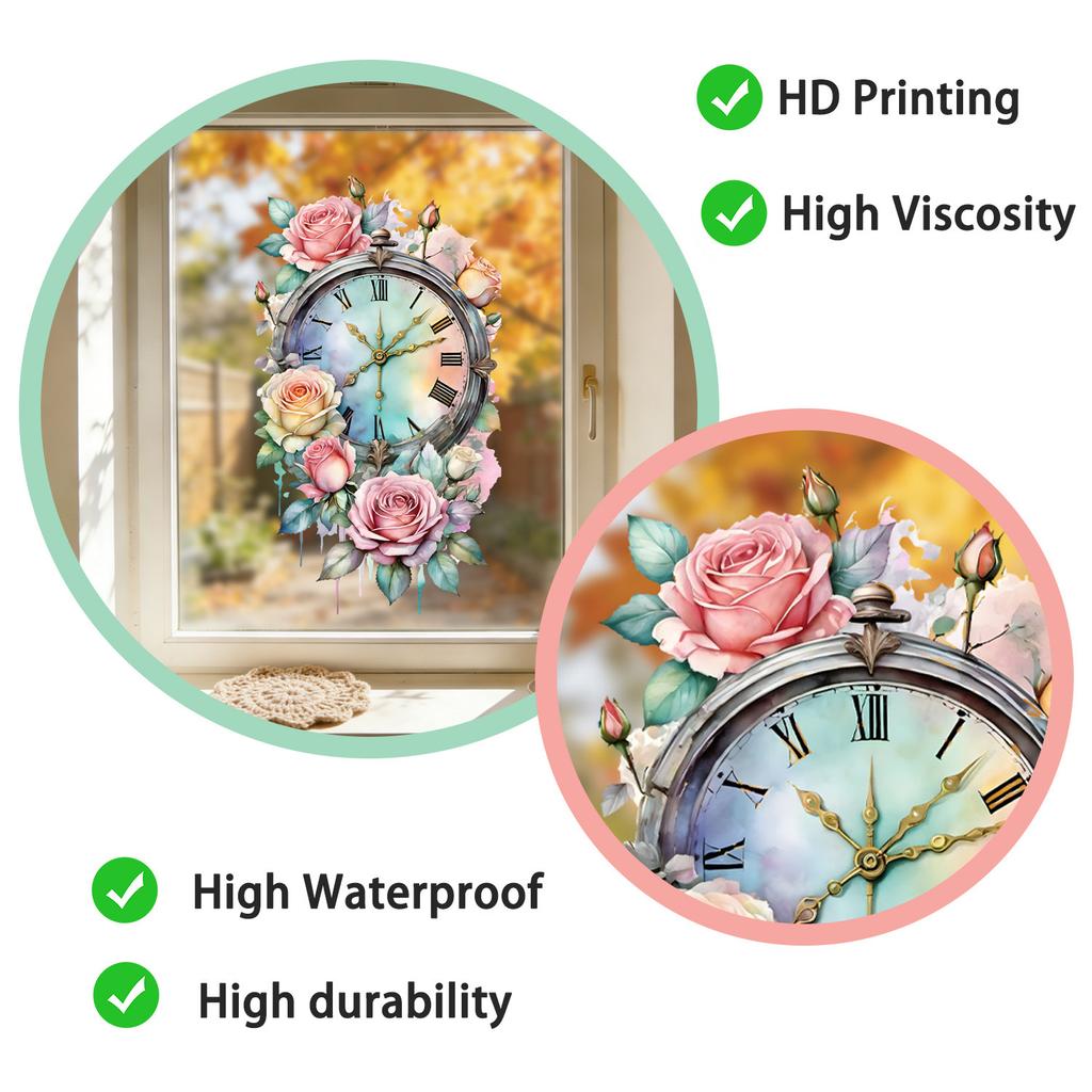 Static Cling Window Stickers Creative Watercolor Flowers for Study Bedroom Bathroom Balcony Glass Decor