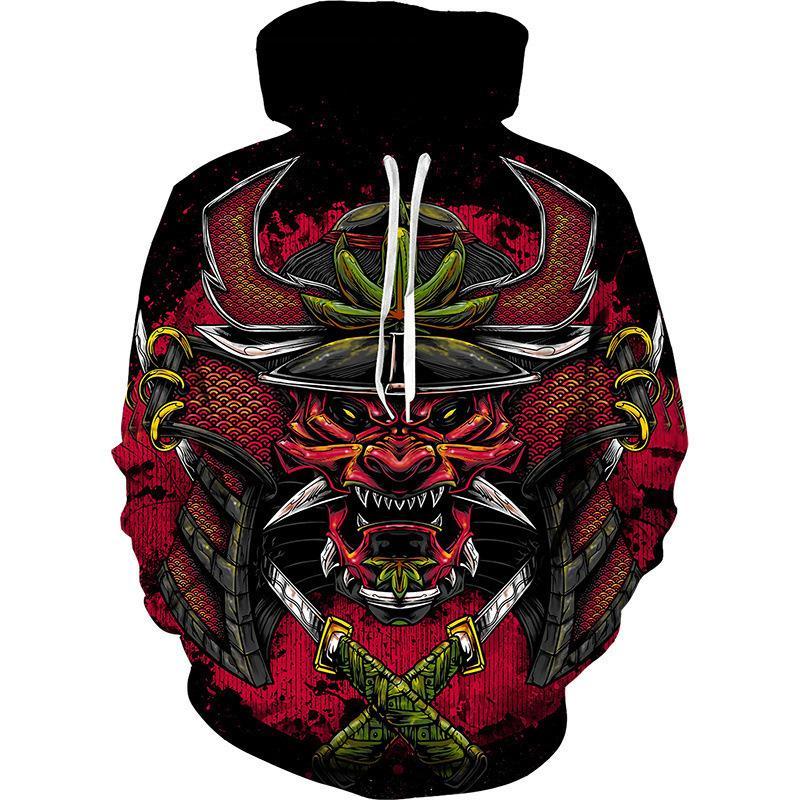 Trend Japanese Samurai Pattern Hoodies For Men Spring Autumn Long Sleeve Kids 3D Printed Pullover Loose Streetwear Harajuku Tops