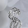 Retro Blackened S925 Sterling Silver Thai Hollowed-Out Ring for Women - High-End European Style