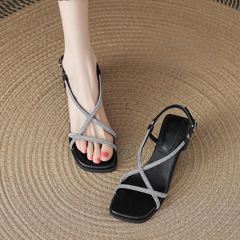 

Мода Модные Универсальные Винтажные Женские Сандалии 2024 Лето Новое Поступление Высокий Каблук Противоскользящая Толстая Подошва Повседневная Верхняя Одежда 35 чёрный