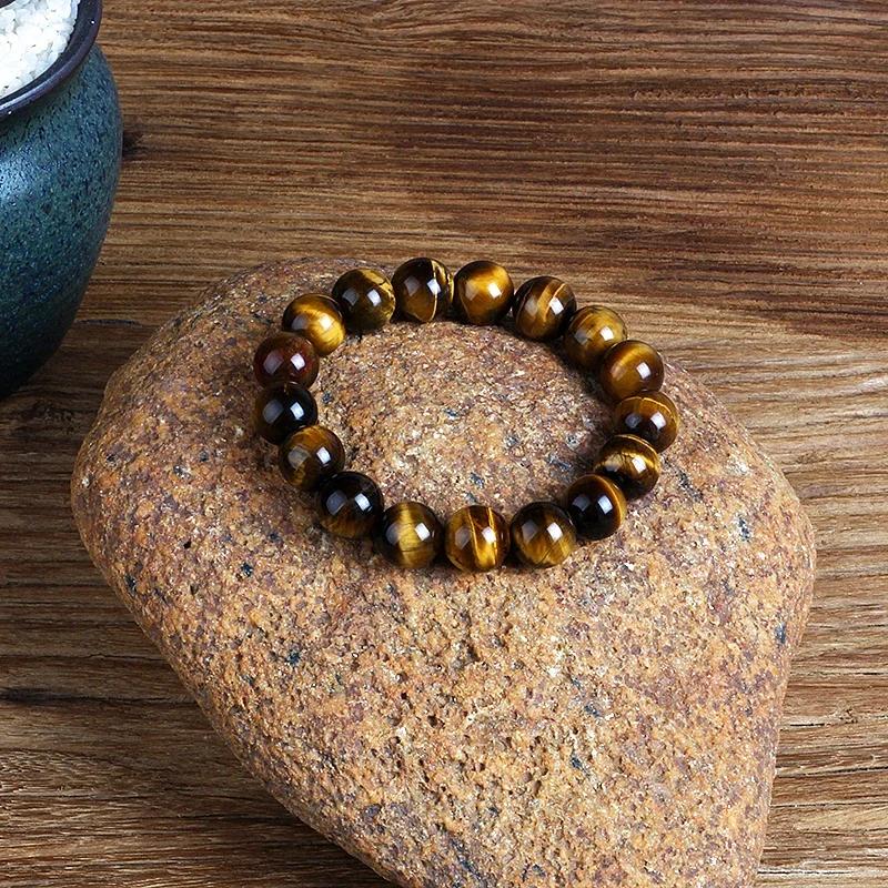 Fashion Tiger Eye Bangles Men 4-12mm Natural Energy Stone Beads Reiki Healing Bracelets for Women Jewelry Pulseras Gift