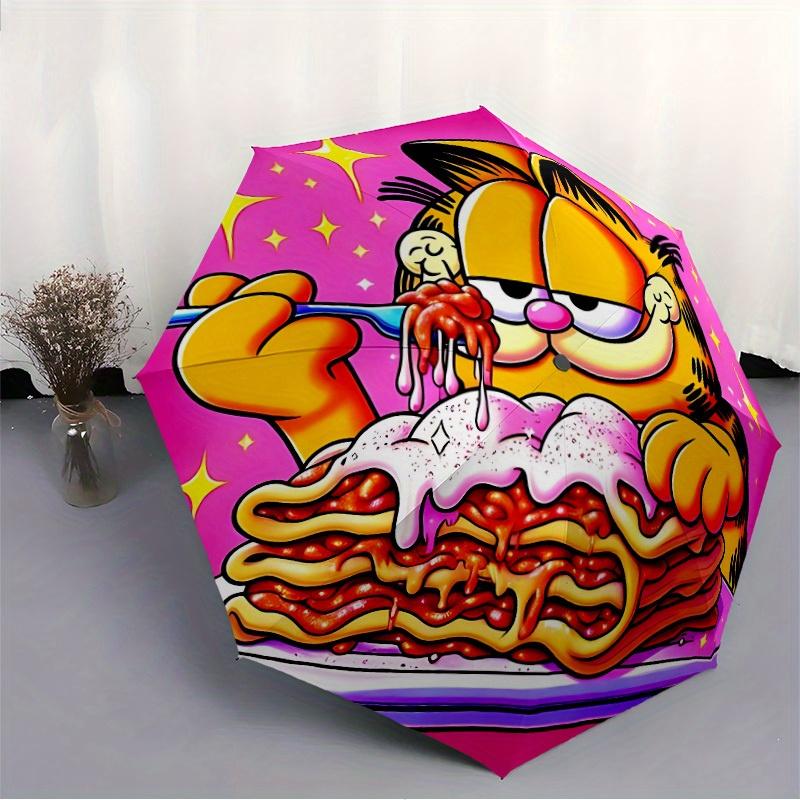 1pc Garfield Pasta Windproof Automatic Windproof Umbrella, Lightweight for Women/Men, Perfect Christmas Gift A0811204