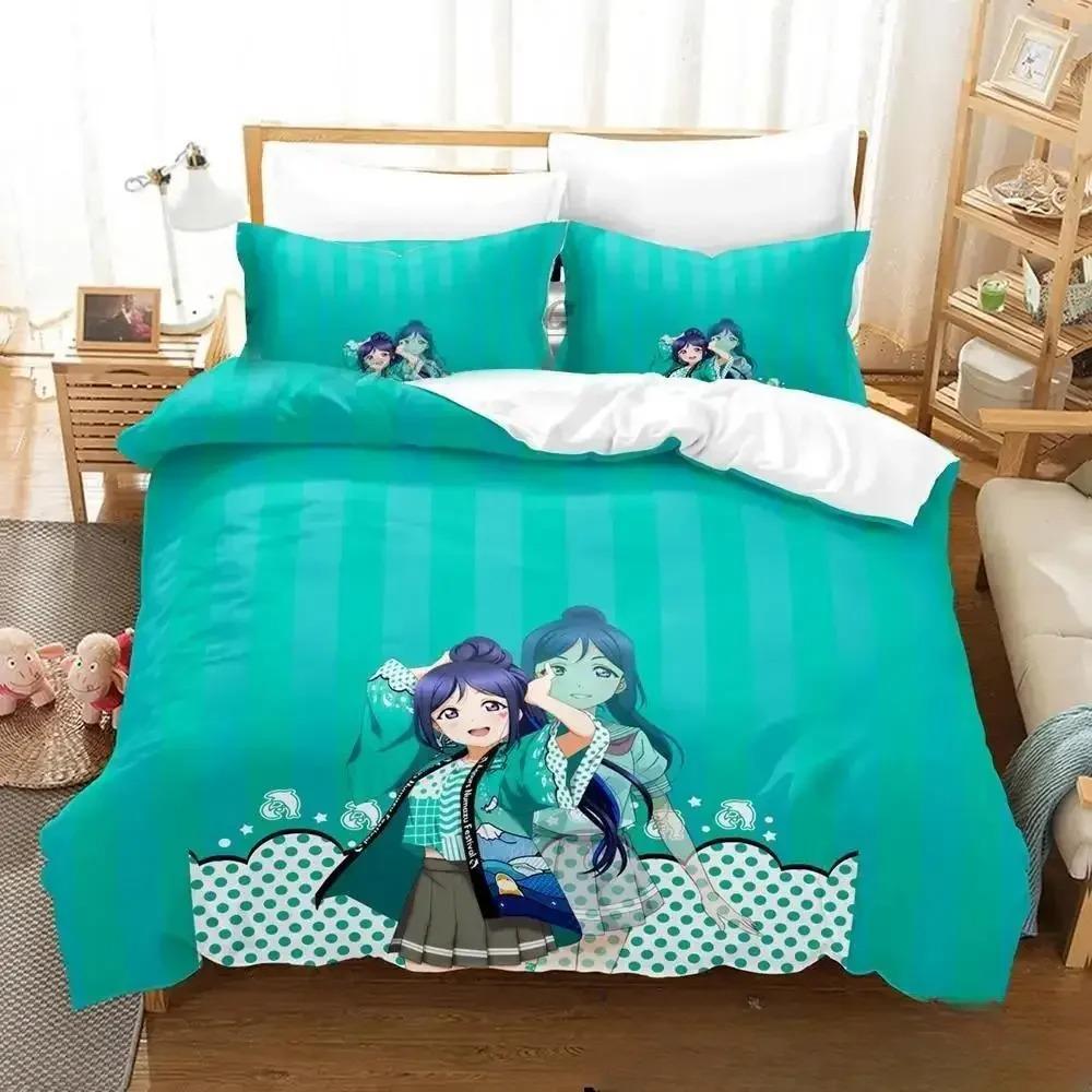 

3D Print Anime LoveLive! Sunshine! Bedding Set Duvet Cover Bed Set Quilt Cover Pillowcase Comforter king Queen Size Boys Adult 70x133cm 2pcs