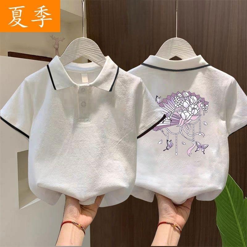 Summer Girls Fashion Polo Shirt Short Sleeve Collar T-Shirt For Big Kids Casual Top