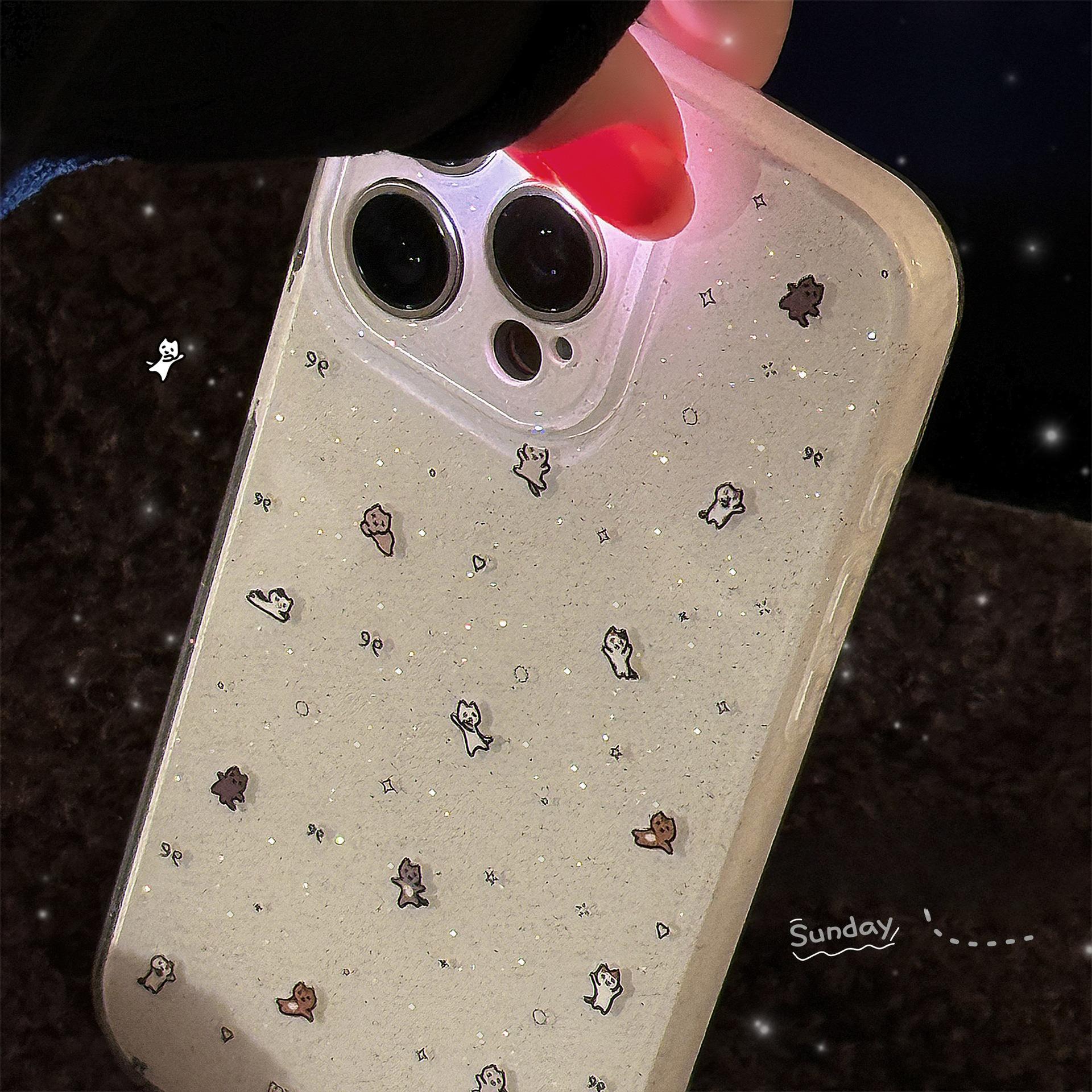 

Double Layer Glitter Powder Suitable for Apple 16 Mobile Phone Case Mini Cat Iphone15promax Soft 14 Niche Cartoon 11 16promax