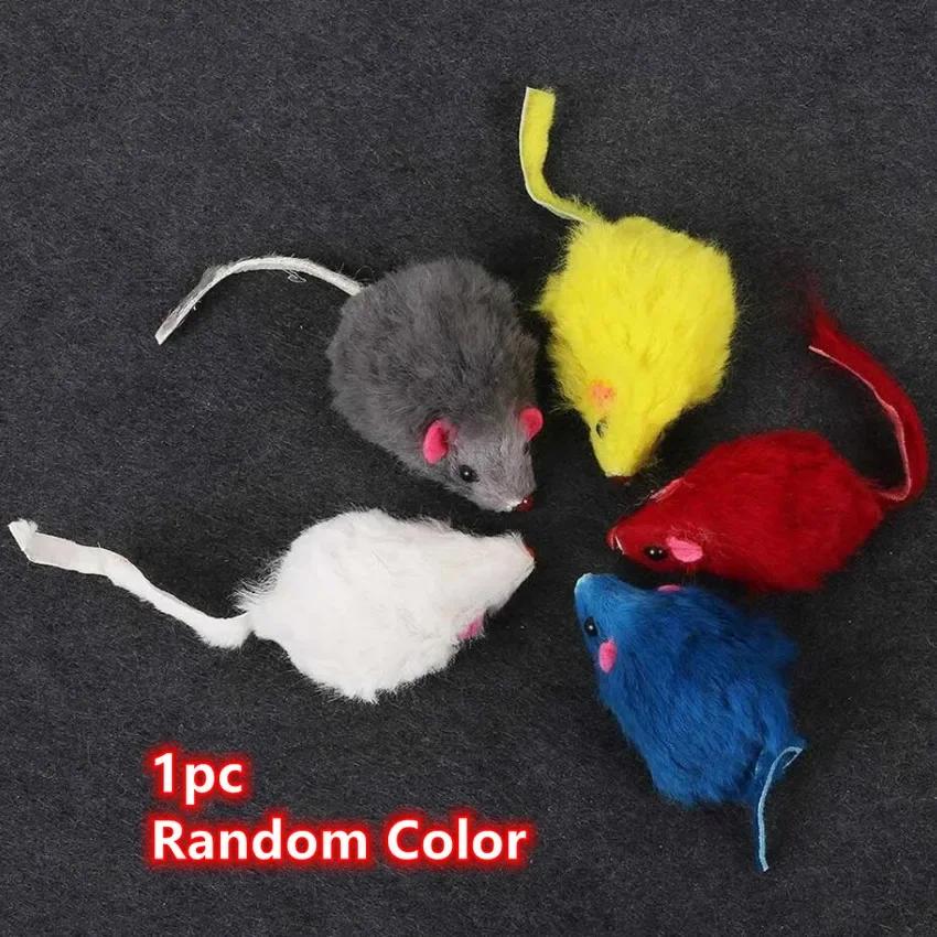 

12Pcs Mouse Real Fur Mixed Loaded Cat Interactive Kitty Toys Cats To Catch Chew With Sound Pet Cat Toys Supplies