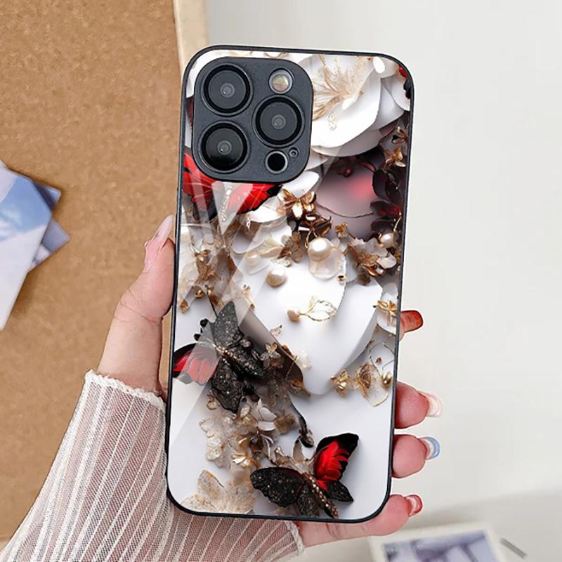 Hülle aus gehärtetem Glas für iPhone 15 Pro Max Funda iPhone 11 13 14 15 12 XR 7 8 Plus X Xs 13pro 15pro Leopard-Print-Hülle Coque