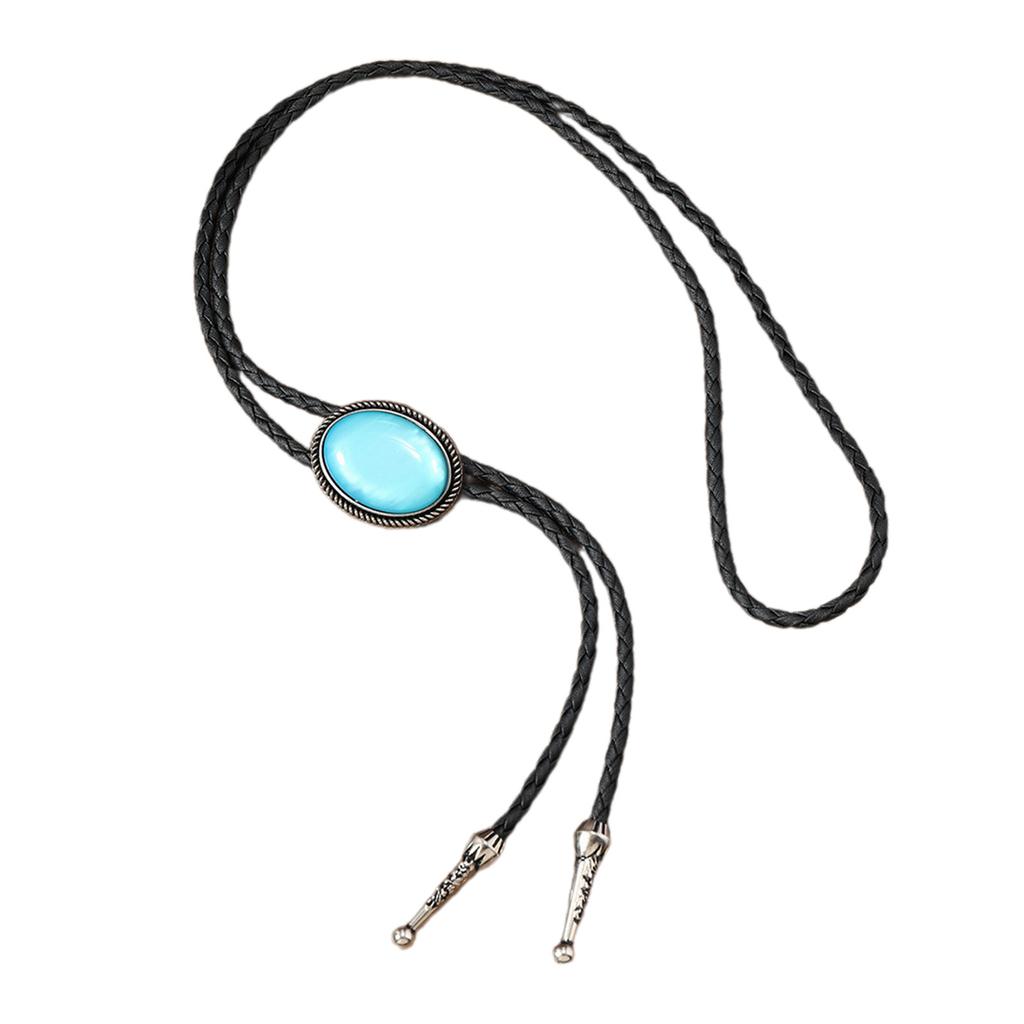 Western Cowboy Bolo Tie Gemstones Necktie Necklace Costume for Sweater American Bolo Tie Western Jewelry