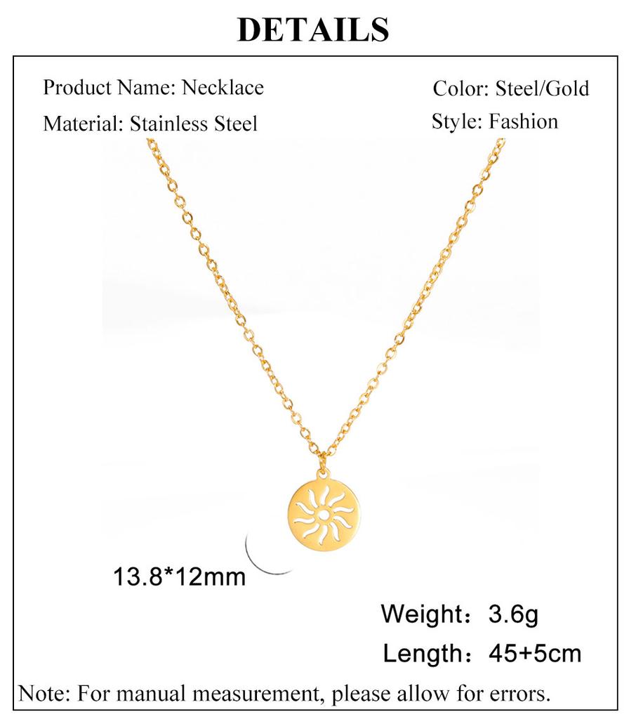 Cazador Small Sun Pendant Necklace for Women Round Minimalist Double Chain on Neck Gift Stainless Steel Jewelry 2026 Wholesale