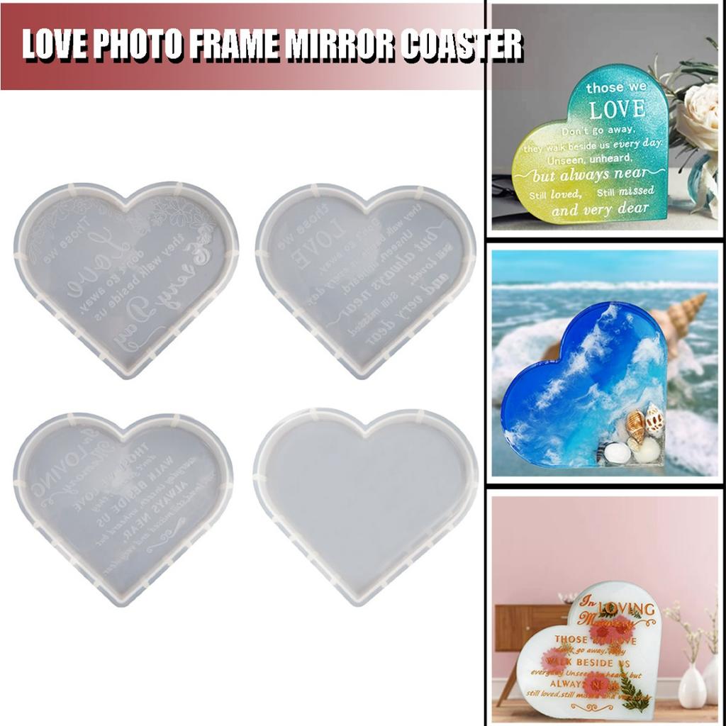 4pcs/set Heart Tray Silicone Molds Jewelry Coaster Casting Resin Crafts Making