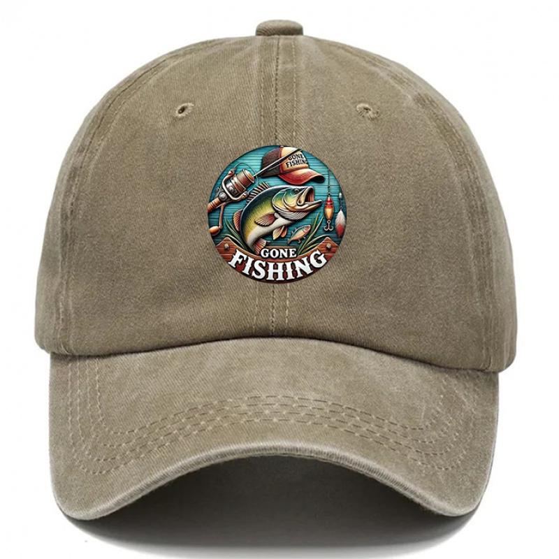 Pc Unisex Outdoor Fishing Baseball for Men Women Adjustable Hook Loop Dad Hat Breathable Washed Suitable for Beach Fish