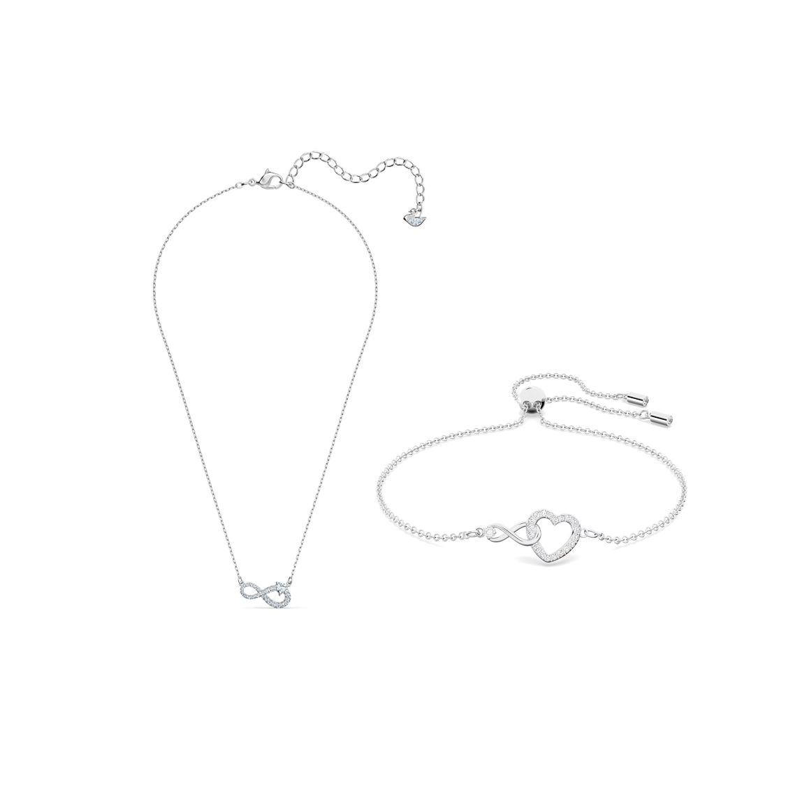

Swarovski Infinity Symbol Pendant Necklace And Bracelet Set Women Jewelry Silver 5520576+5524421 Box (Random Color)