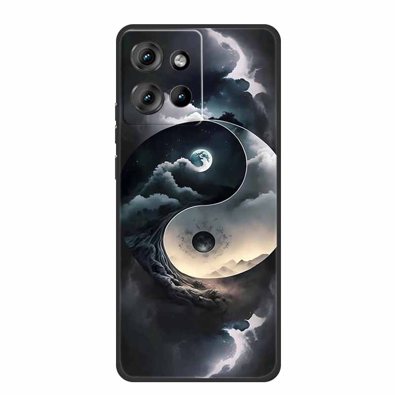 For Motorola Moto G 2025 Case Fashion Flower Black Silicone Soft TPU Back Cover Case For Motorola G75 S50 Edge 50 Neo Phone Case