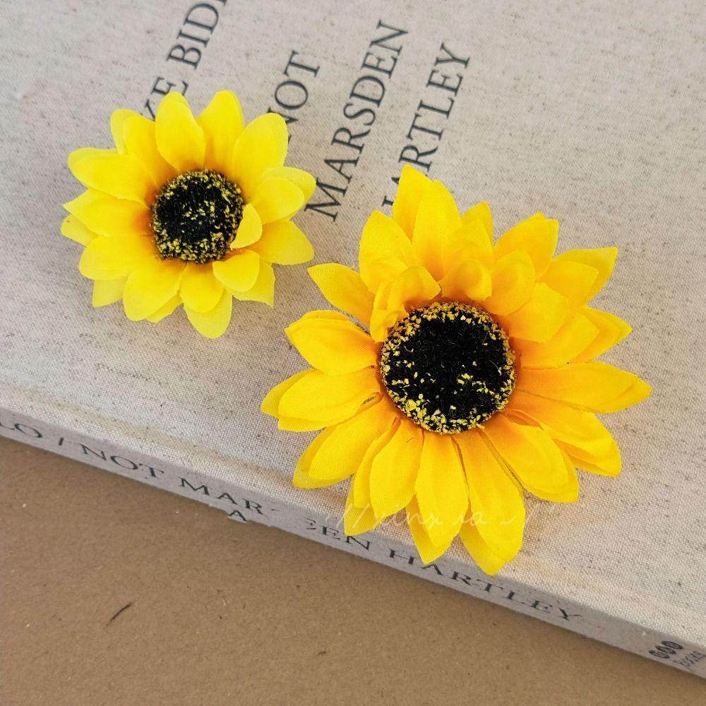 Cloth Sunflower Hairpin Korean Style Girl Hair Clip  Party Ponytail Holder