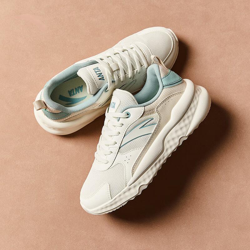 New Anta Unruly Series Non-slip Wear-resistant Shock Absorption Low-Top Casual Shoes Women's White Gray Cyan 922448816-1