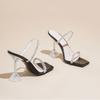 Fashion New Summer Sexy Fashion Open Toe Women's Sandals Water Diamond Shining Square Headed Banquet Women's High Heels Large Design
