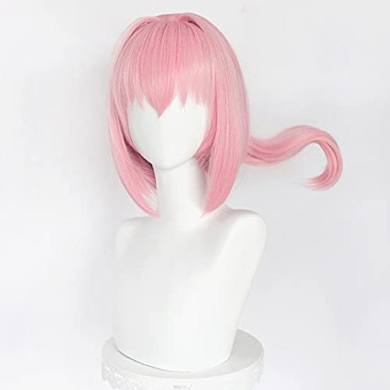 Haru Cosplay Idealny do Zawiera Siatkę i Różową Perukę w Stylu Urara, Odporna na Ciepło, 50 cm, Przebranie, Grzebień, (Peruka, Uszy, Ogon)