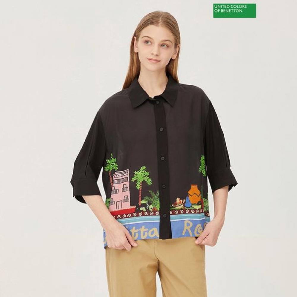 

[Benetton] Benetton Dali Blouse Babla7531 BK_black/42