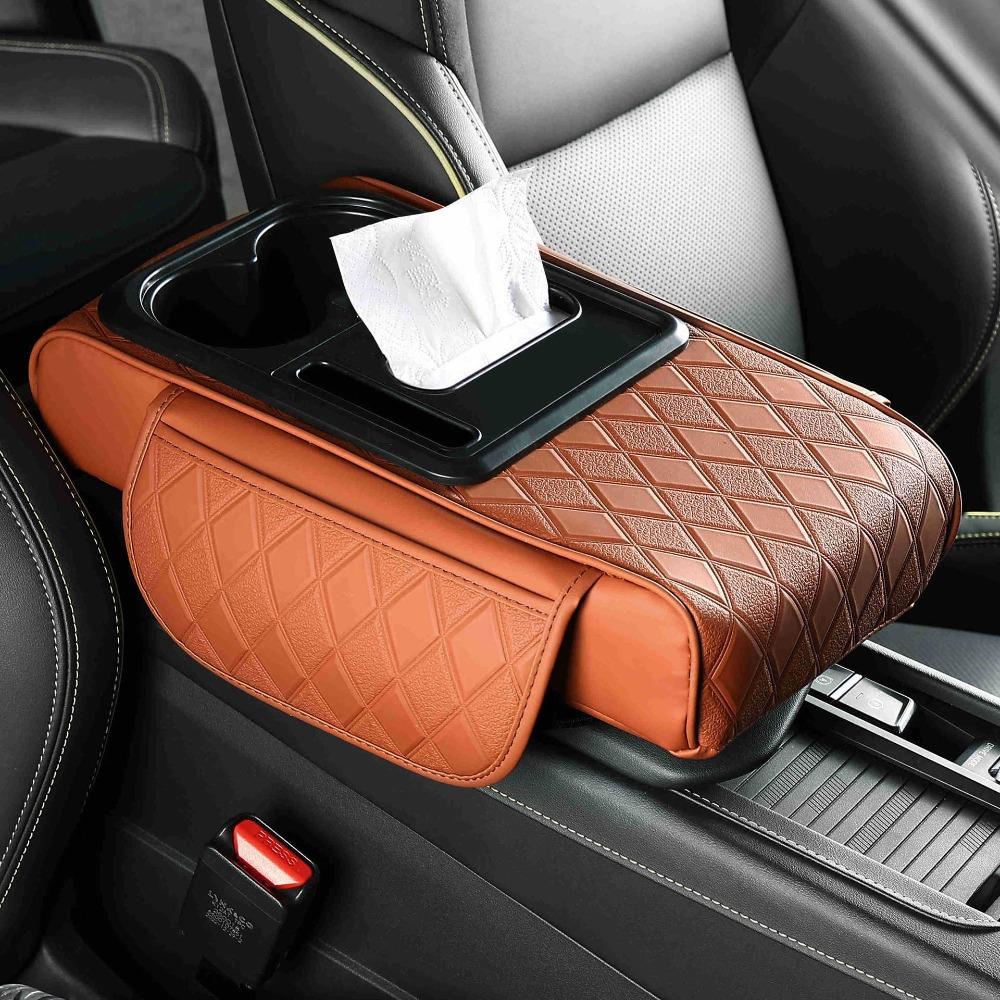 

Portable Center Console Armrest Pillow Waterproof Car Console Organizers Armrest Box Universal кавовий