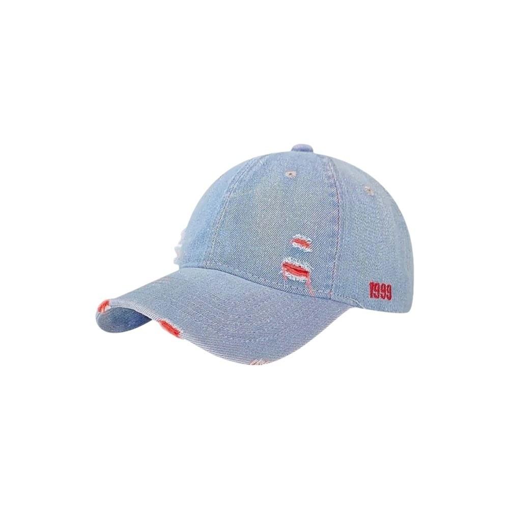 

Adjustable Frayed Denim Baseball Cap Sunscreen Distressed Blue Casquette Women