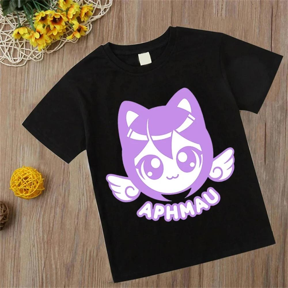 Kinder T-Shirts Cartoon Anime Katze Druck Tops für Mädchen Jungen Aphmau Outfits Damen T-Shirts Modische Kinderbekleidung