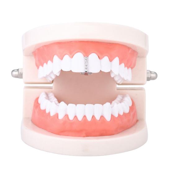 Teeth Braces Heart Shape Cubic Zirconia Men Women Hip Hop Vertical Stick Braces for Halloween