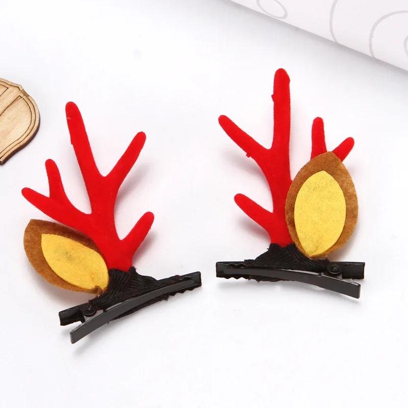 Christmas Antler Hair Clips Pendants Xmas Ornaments Merry Christmas Decor Gift for Girl Elk Hair AccessoriesHappy New Year
