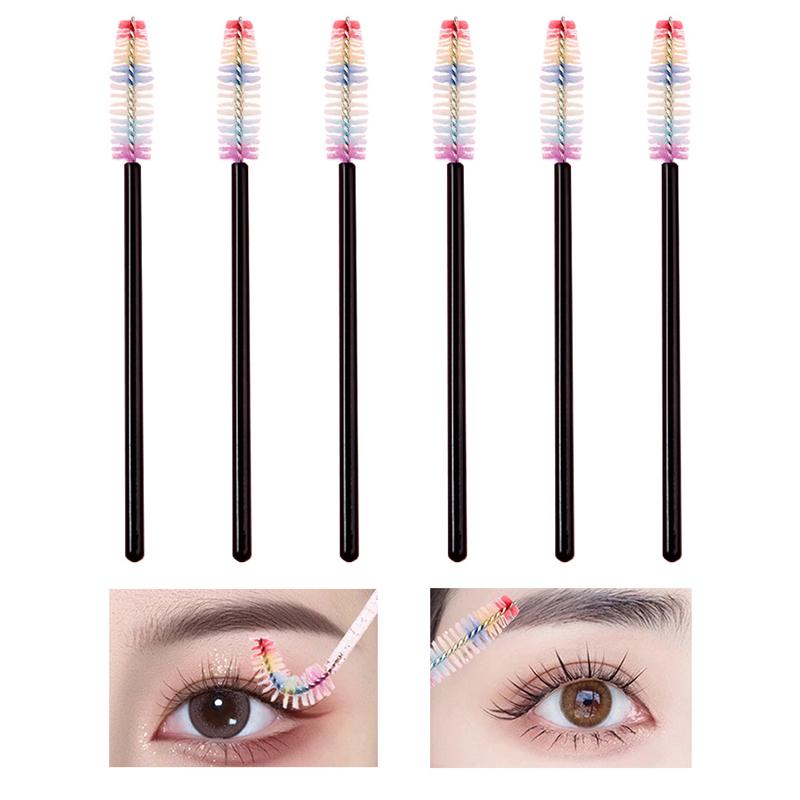 50pcs Colored Eyelash Brush Lash Mascara Wand Eyelash Curler False Lash Extension Tool Bendable Brow Brush Comb