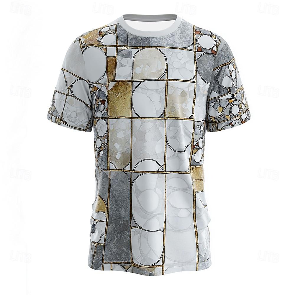 

Men s Optical Illusion Abstract 3D T Shirt Short Sleeve T shirt 3D Print Crew Neck Shirt Exaggerated Designer Party Street Casual Dark Grey XL