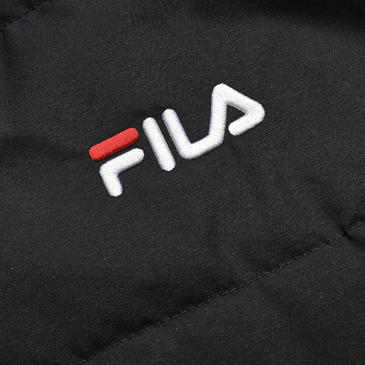 FILA Logo Print Long Hooded Down Jacket Unisex Outerwear Black F51U248901F-NV
