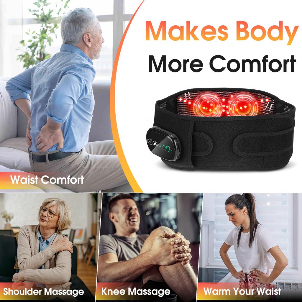 Unisex Red Light Waist Massager Board with 102 Beads Heating Back Widening Adjustable Menstruation Relief Massage Tool