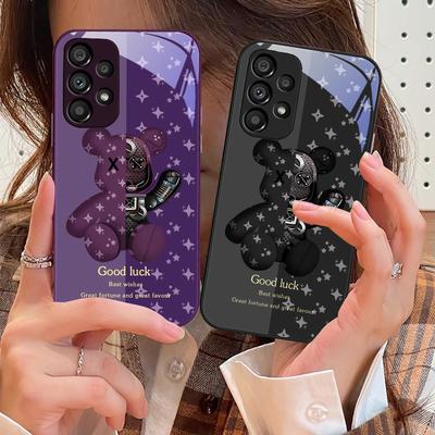 Brown Machine Bear For Samsung Galaxy S10 4G S20 11E 30 S21 22 S24 Fe Pro S23 S25 Ultra 5G S9 Tempered Glass Phone Case