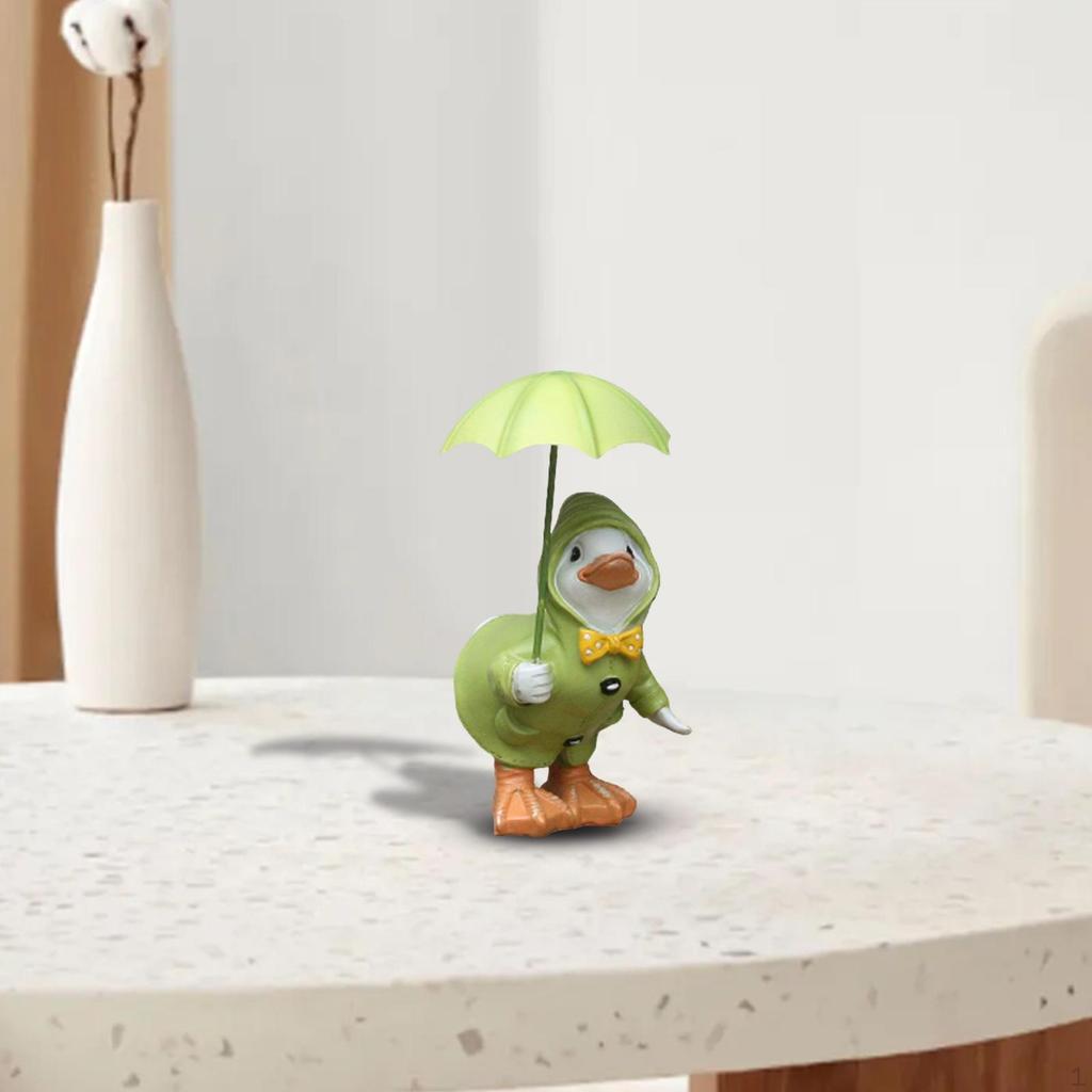 Figurine Craft Animal Ornament Waterproof Desktop Umbrellas Duck Statue Decorative Sculpture for