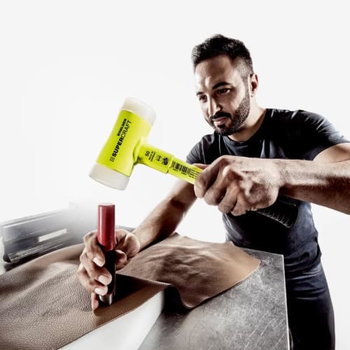 Half-cut 3377150 Mallet with anti-tear steel tube handle, yellow, 50 mm