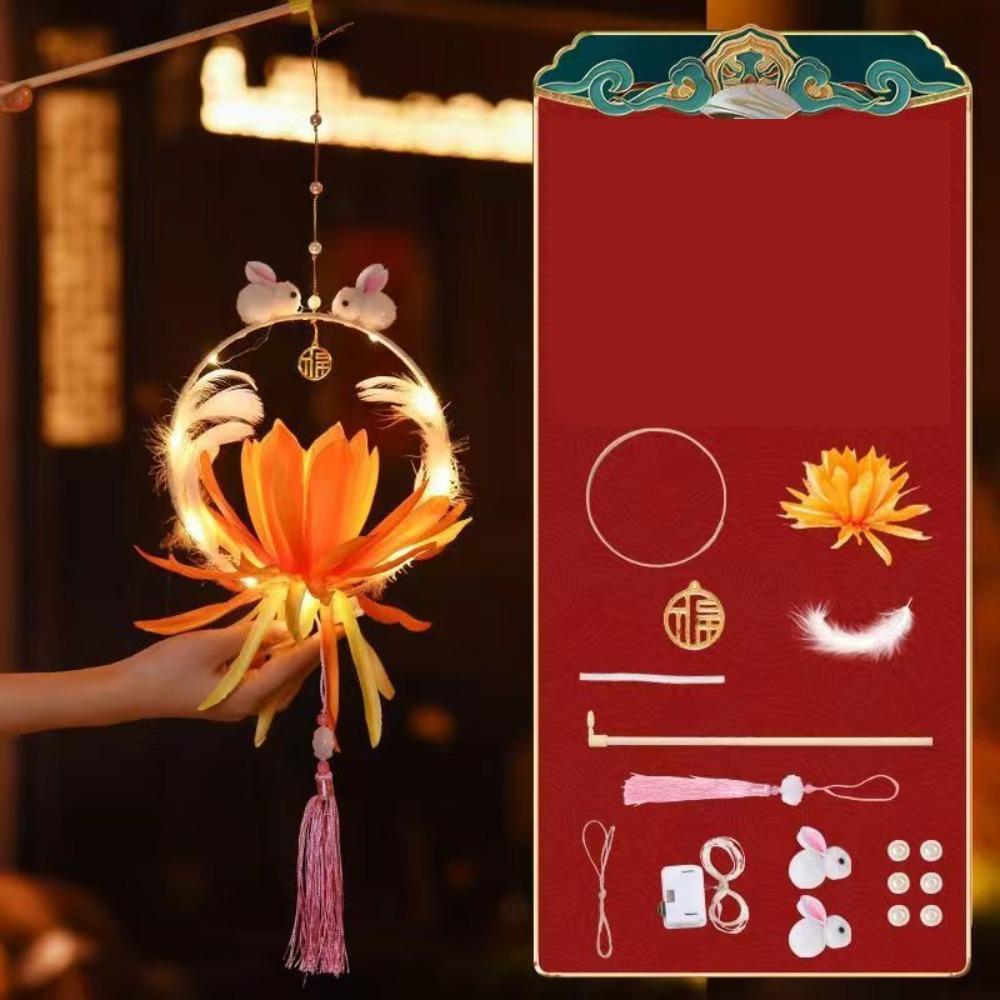 Flower Rabbit Lanterns Cartoon Lantern DIY Material Package Cute Lotus Lantern Gifts Style 4
