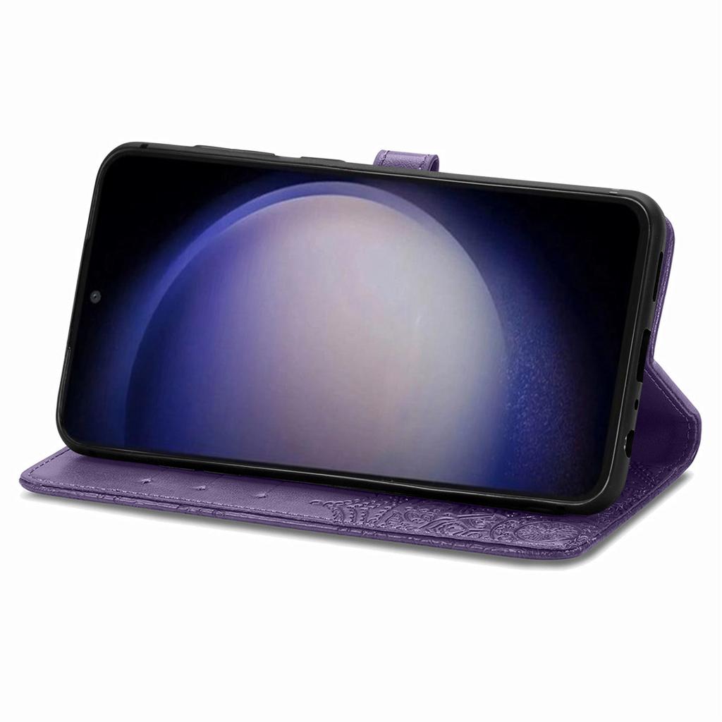 For Samsung Galaxy S23 FE PU Leather Phone Case Embossed Mandala Pattern Stand Wallet Phone Cover