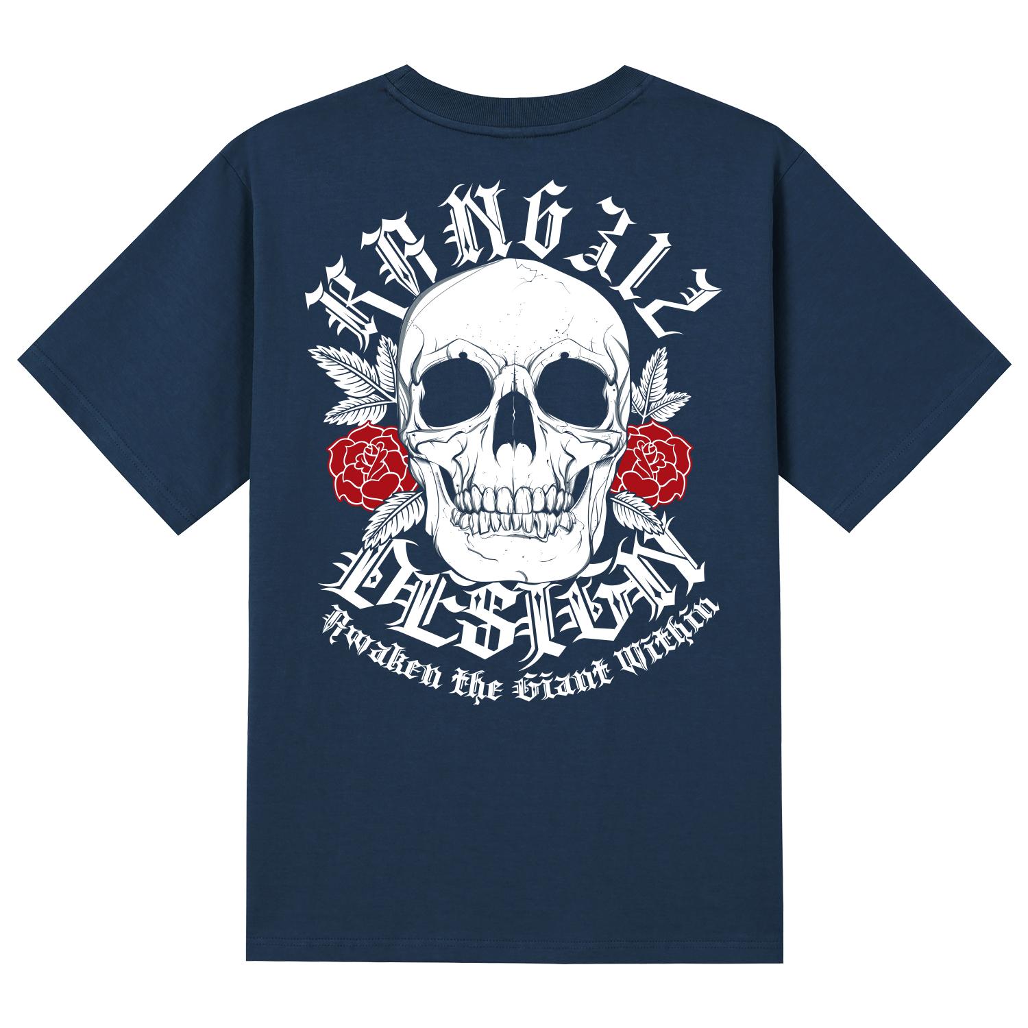 Khan 6312 Ktn0013 Old Skull Short Sleeve T-Shirt - Navy Navy/L