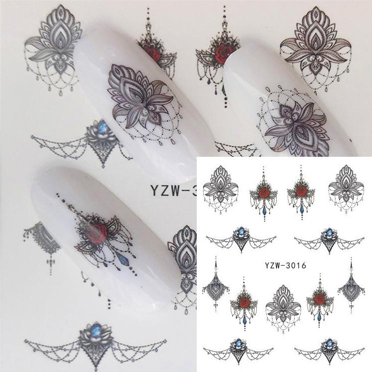 1 Sheet Flower Series Nail Art Water Transfer Sticker Full Wraps Deer Lavender Tattoo Flamingo Nail Tips DIY Decals Decoration