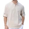 Summer Casual Linen Blend Short Sleeve Shirt for Men - Breathable Henley Neck Button Down Tops In Solid Colors