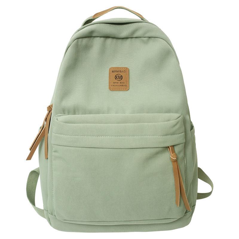 Xm Letter Pattern Solid Color Backpack Casual Student Schoolbag Bag Lightweight