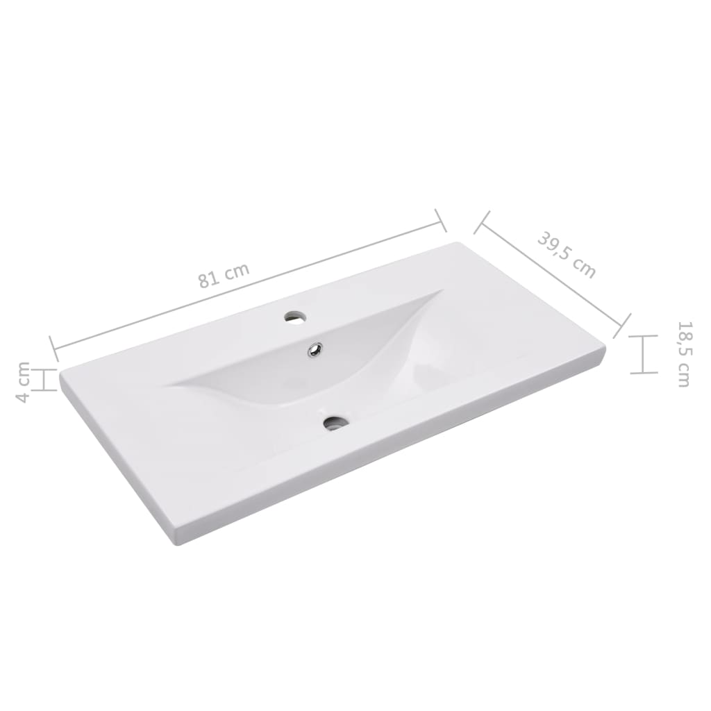 White Washbasin Cabinet with Built In Basin Wood Based Material