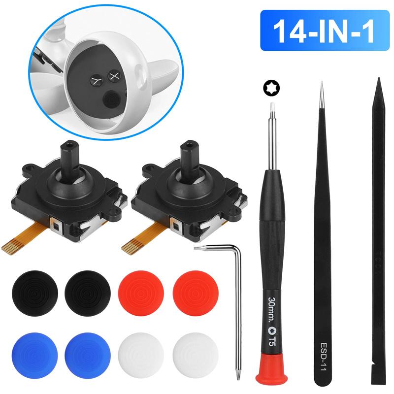 14 In 1 3D Analog Joystick Repair Kit For Oculus Quest 2 Touch Controller Left/Right Handle Durable 3D Joystick Replacement Part